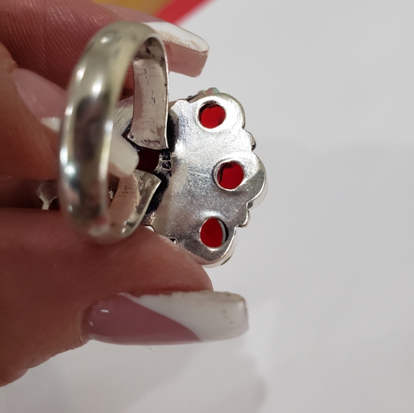 Garnet ring, 925 silver mozambique garnet gemstone ring - Picture 7 of 13